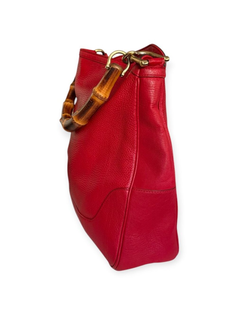 Vintage Gucci Bamboo 2-Way Crossbody/Top Handle Red Leather Bag - Picture 3 of 9
